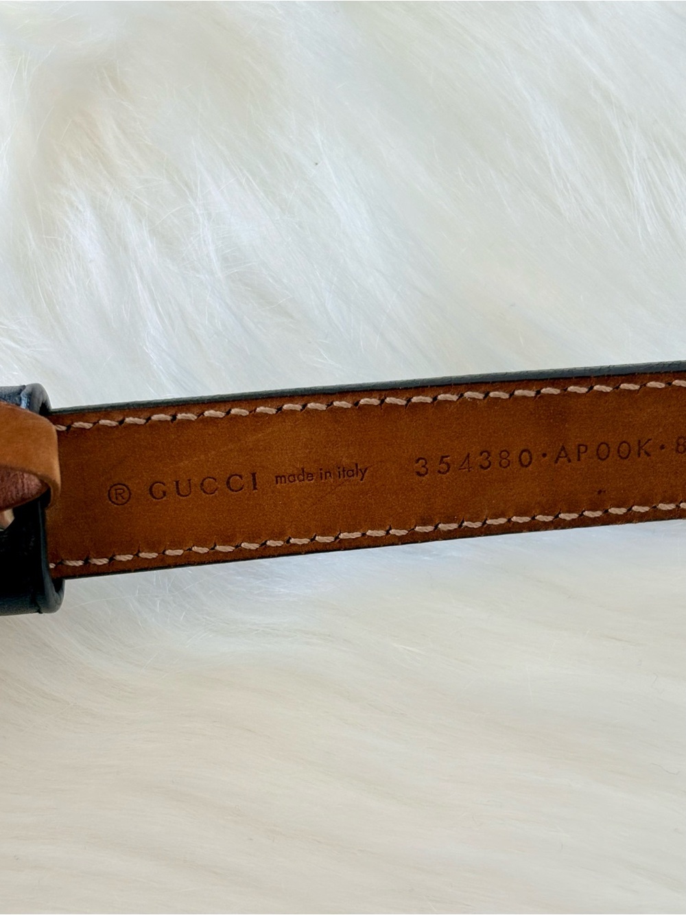 Gucci Black Leather Interlocking Crystal GG Skinny Belt - Picture 8 of 14
